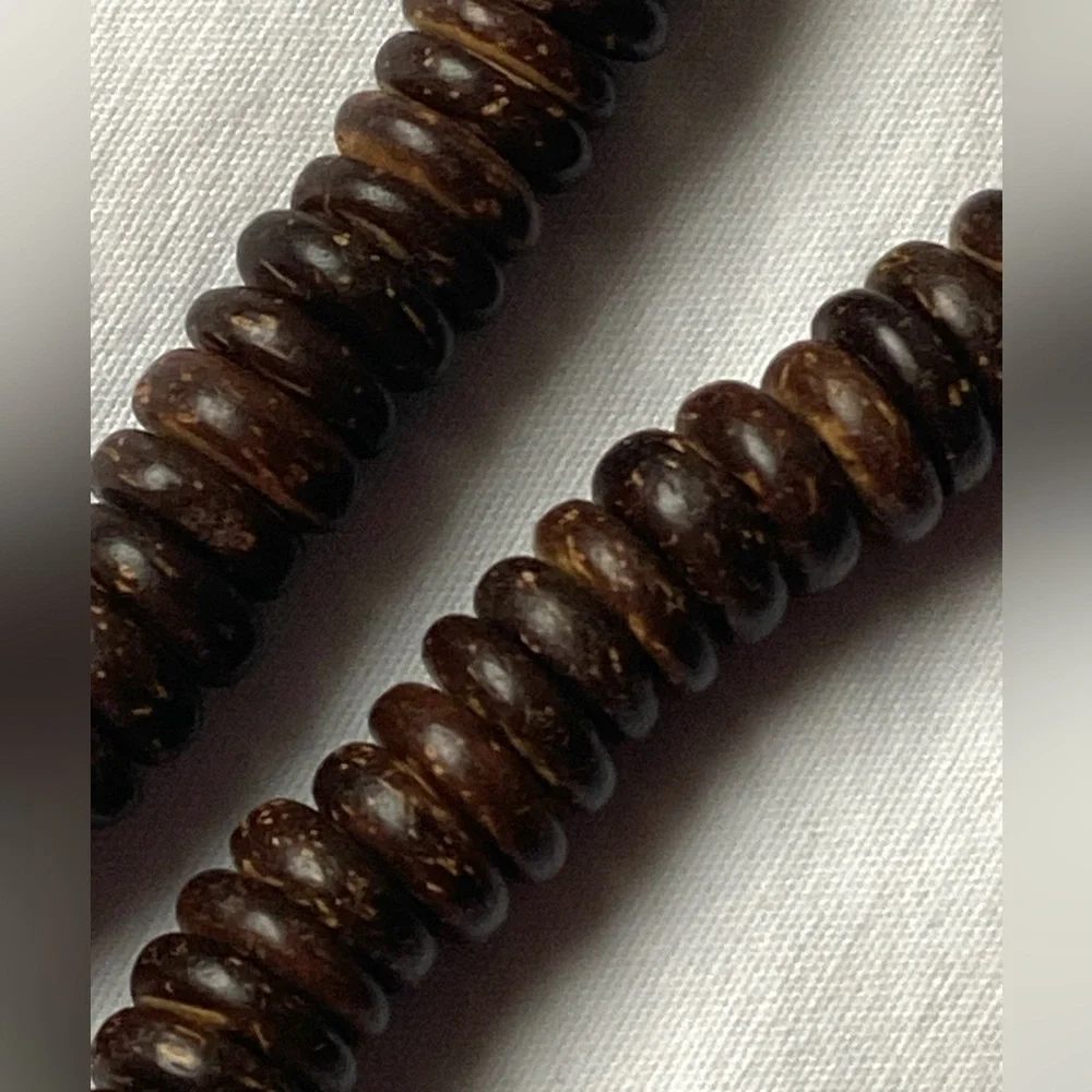 Statement Chunky Wood And Coconut Shell Bead Necklace Bohemian Tribal Brown